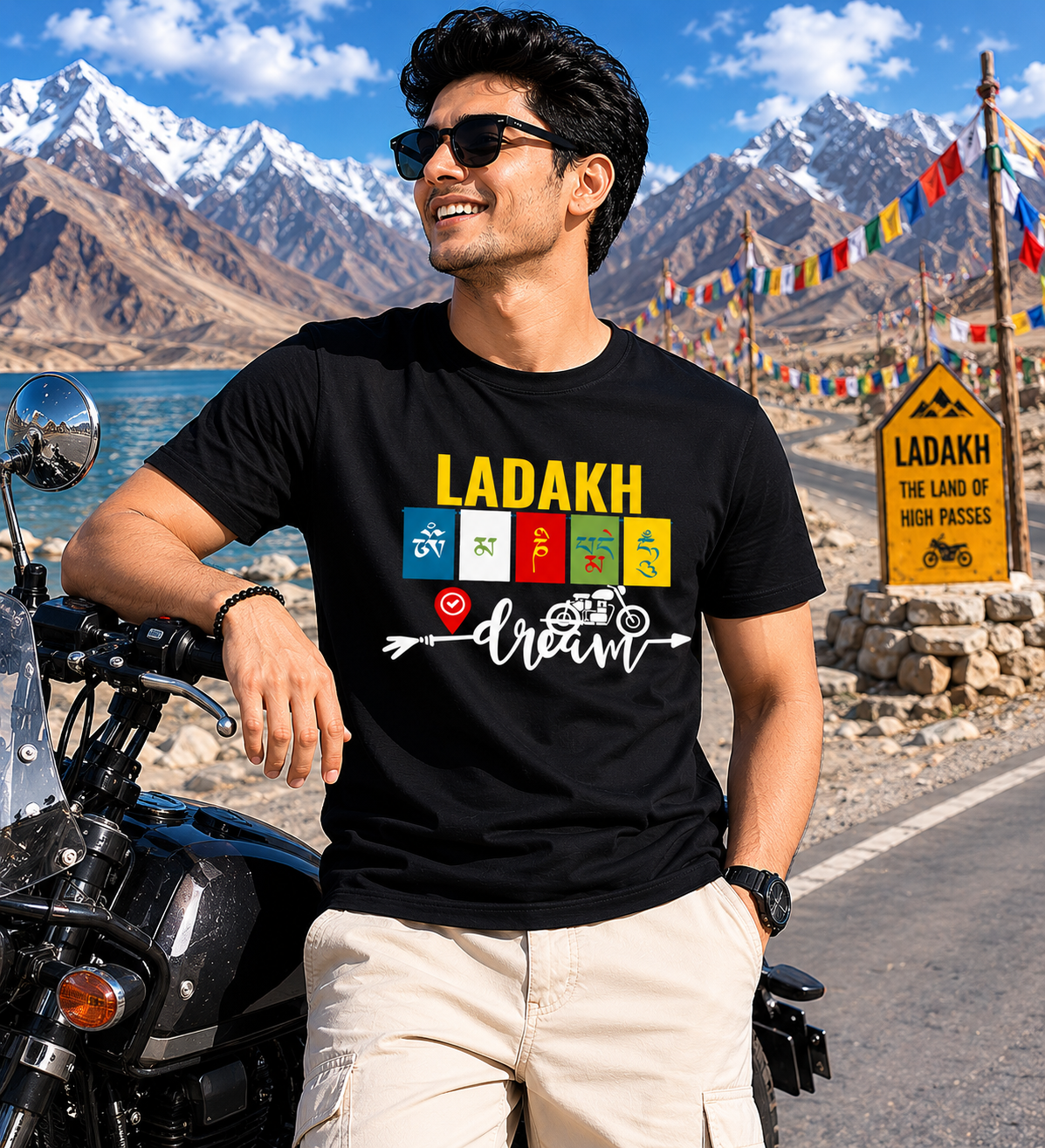 ladakh male Ladakh Adventure Mountain Travel Graphic Printed T-Shirt for Men & Women | Leh Ladakh Road Trip Tee - Image 1