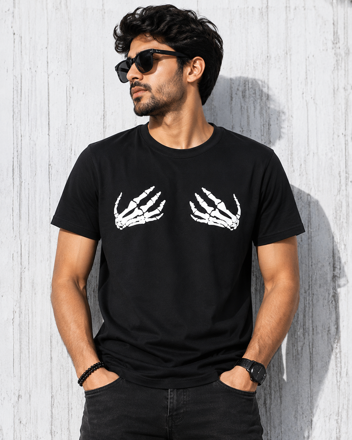 skull hands Skeleton Hands Graphic T-Shirt